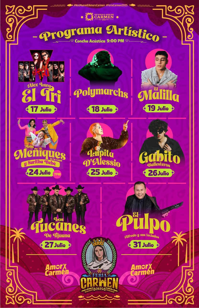 Cartelera artística - Feria Carmen Campeche 2025