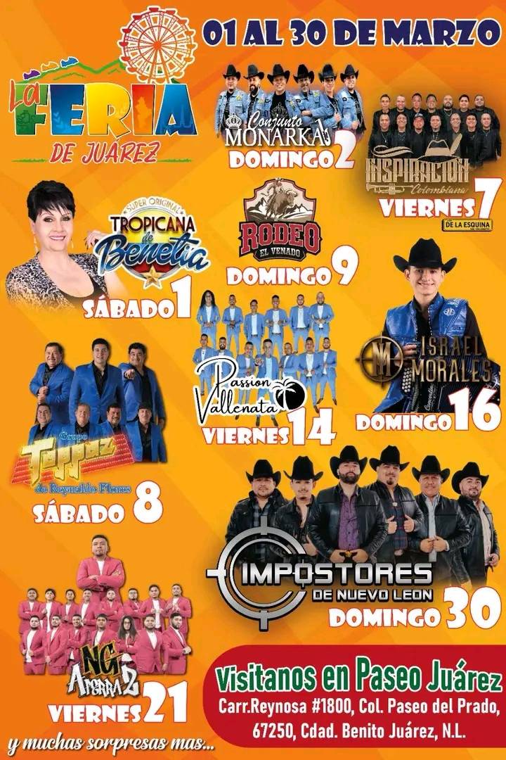 Cartelera Artística Oficial de la Feria de Juárez Nuevo León 2025