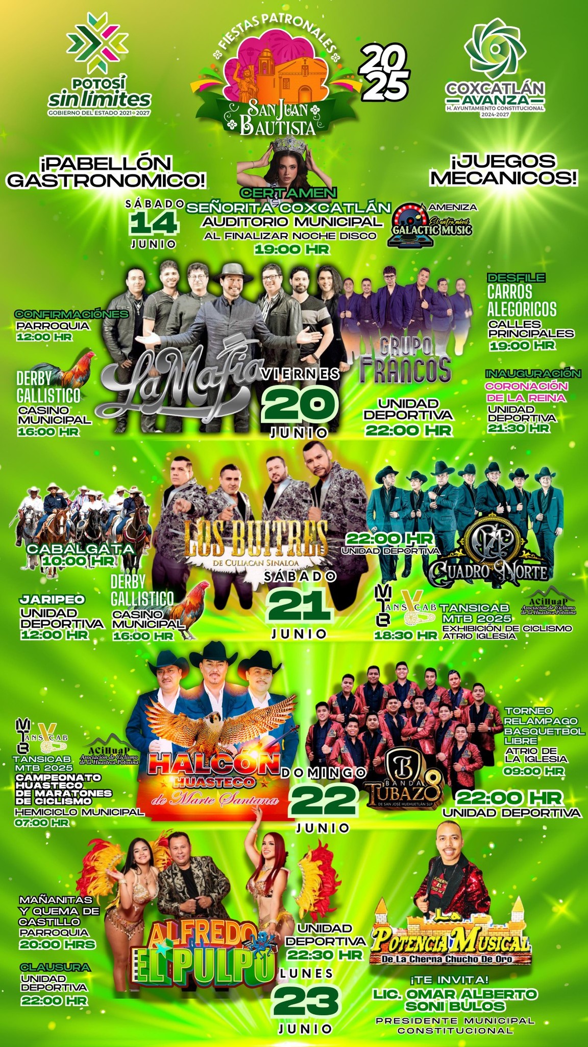 Cartelera estelar Fiestas Patronales Coxcatlán 2025