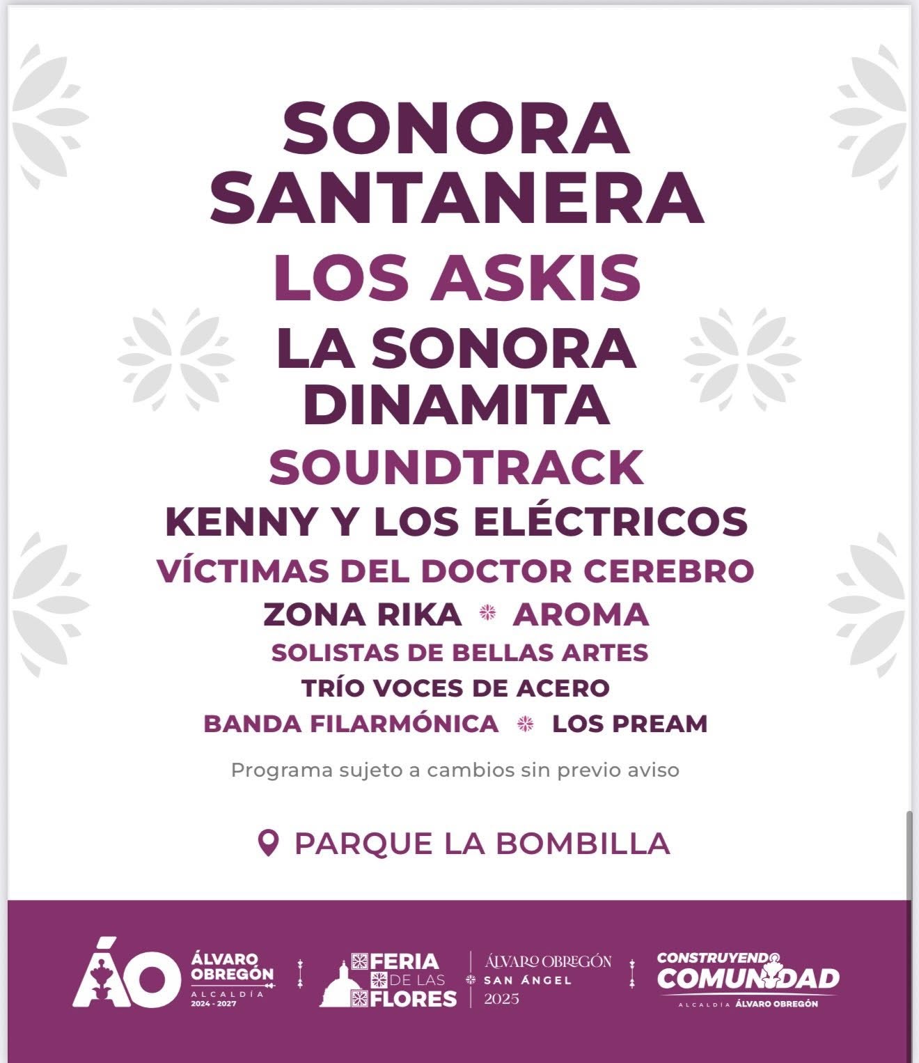 Cartelera estelar Feria de las Flores de San Ángel 2025