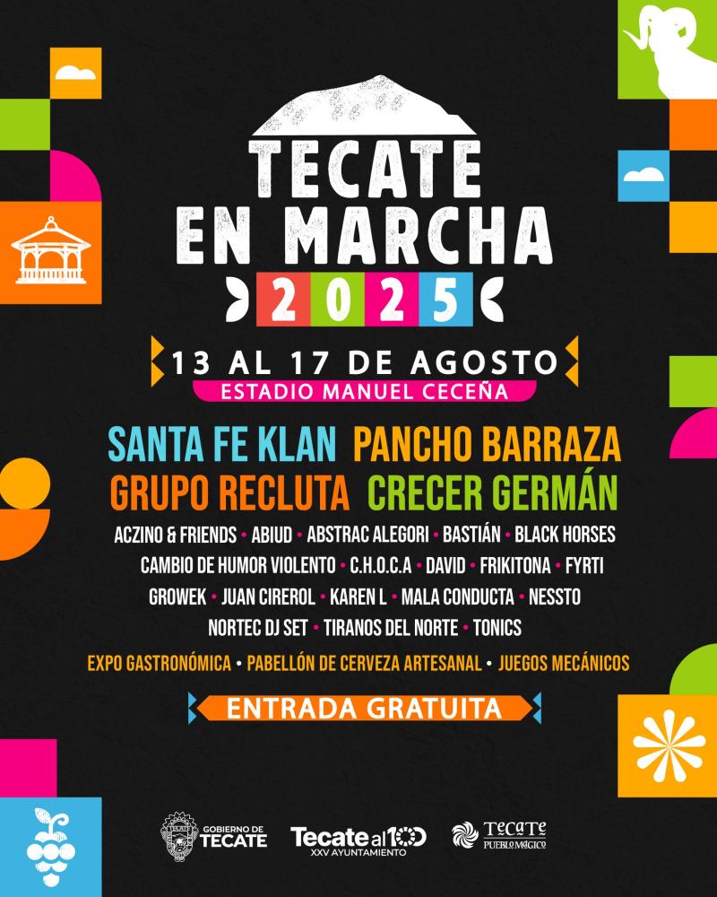 Cartelera artística Feria Tecate en Marcha 2025