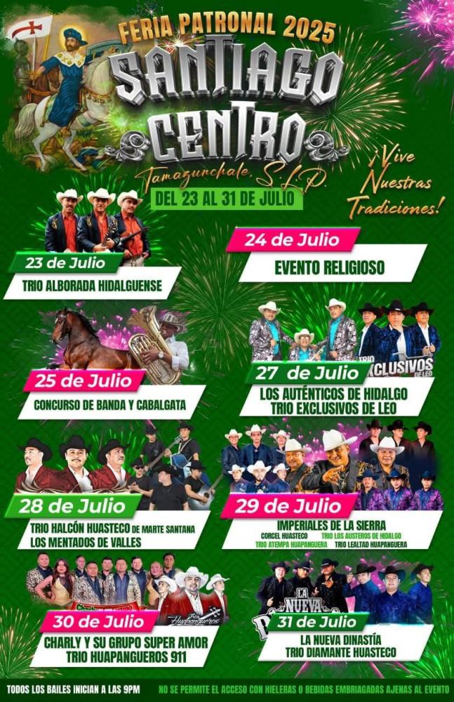 Cartelera estelar - Feria Santiago Centro Tamazunchale 2025