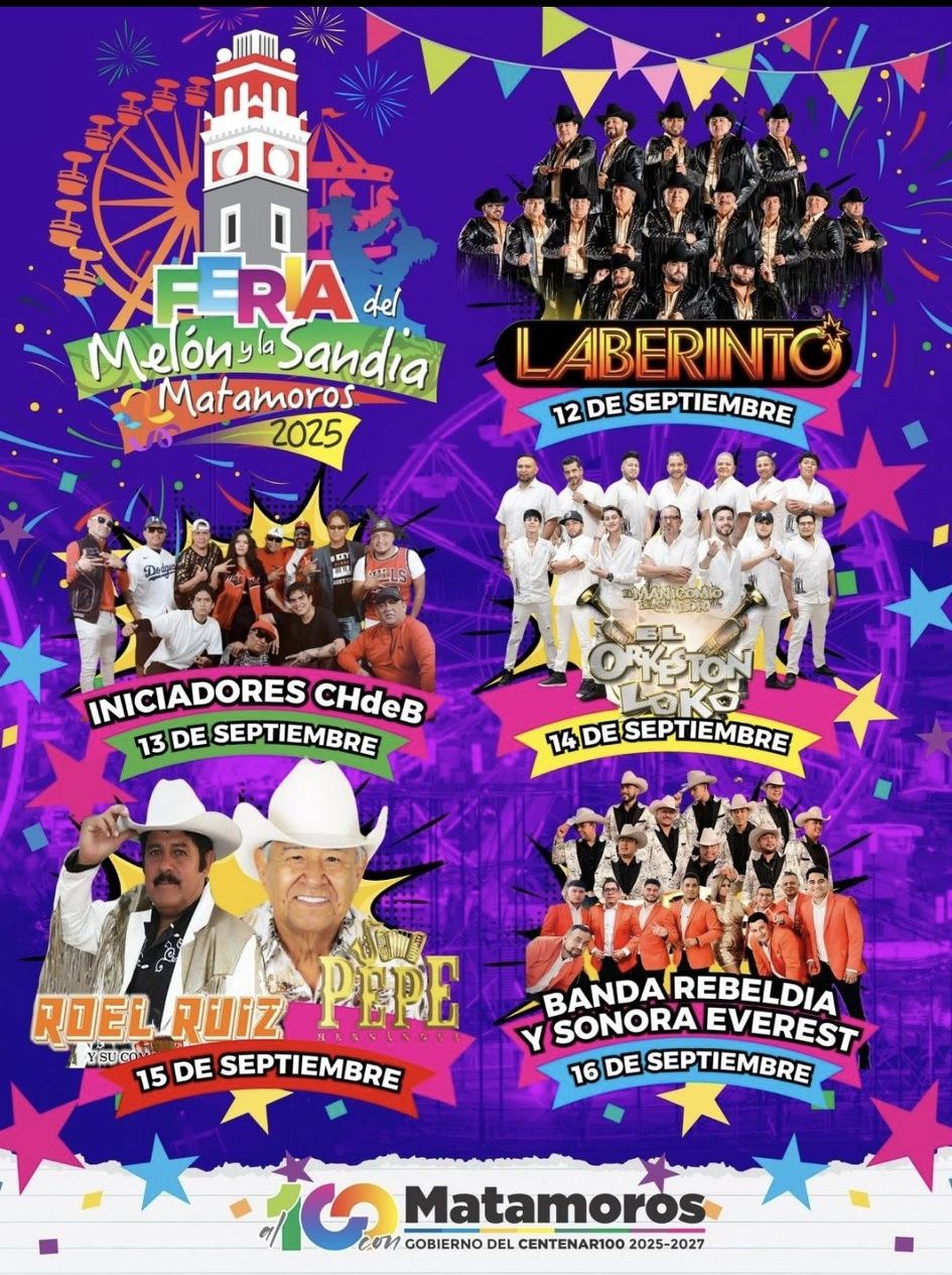 Cartelera artística Feria del Melón y la Sandía Matamoros 2025