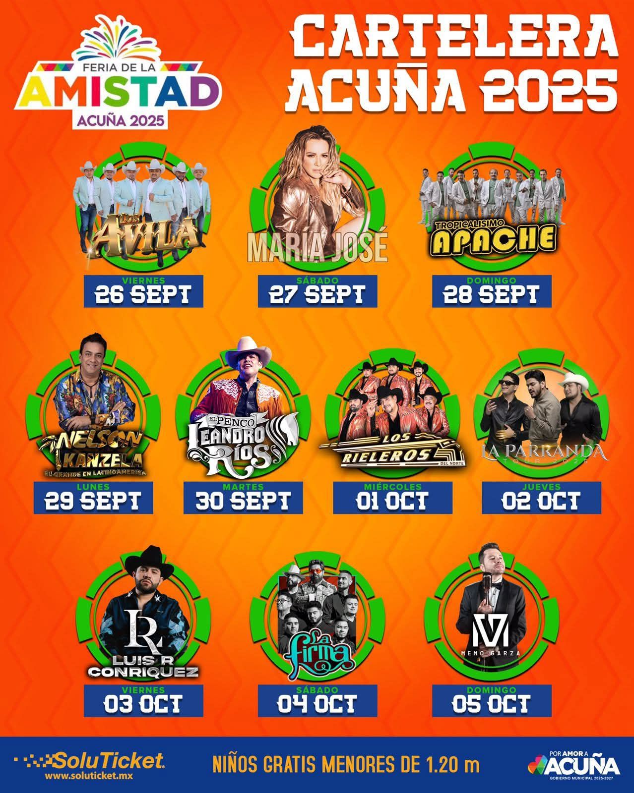 Cartelera artística - Feria de la Amistad Acuña 2025