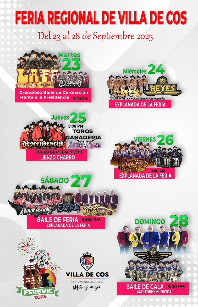 Cartelera Feria Regional Villa de Cos 2025