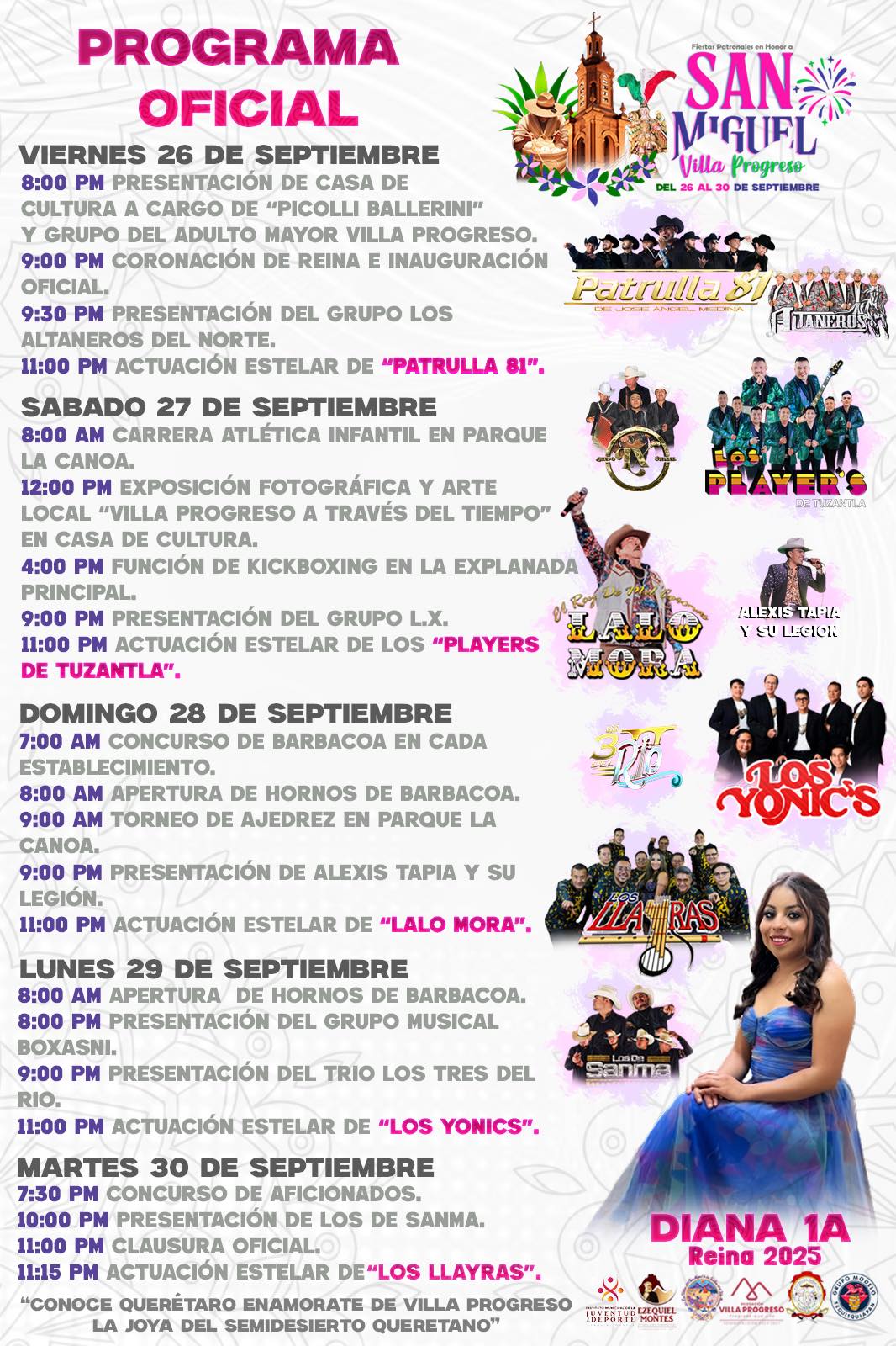Programa completo - Fiestas Patronales Villa Progreso 2025