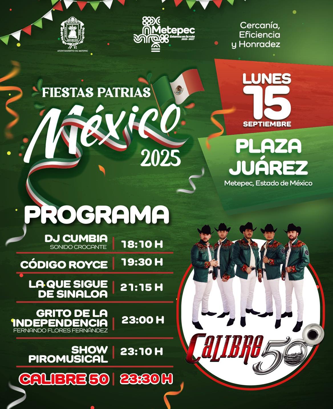 Grito de Independencia 2025 en Metepec