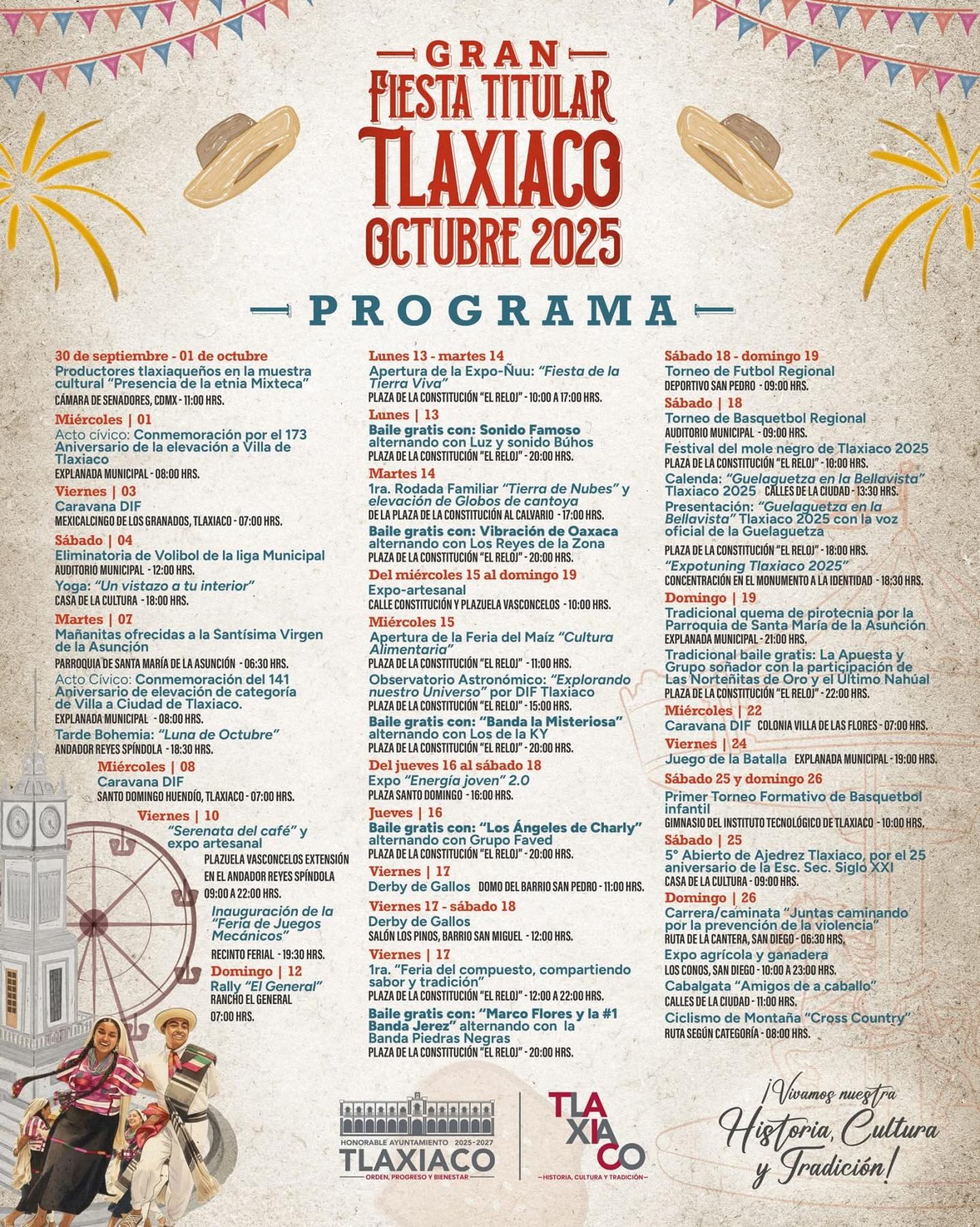 Programa completo Gran Fiesta Titular Tlaxiaco 2025