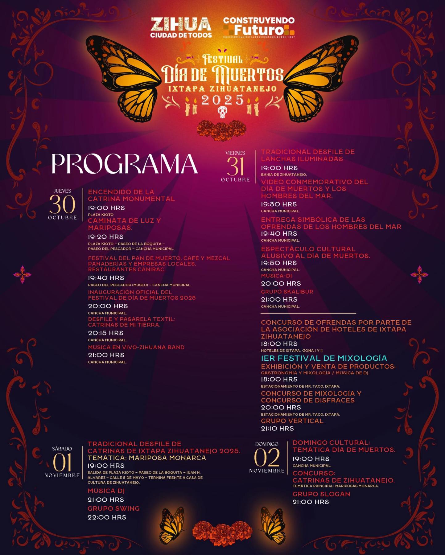 Programa Festival Día de Muertos Ixtapa Zihuatanejo 2025