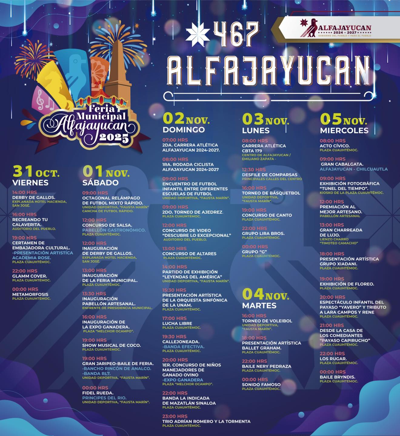 Programa completo Feria Municipal Alfajayucan 2025