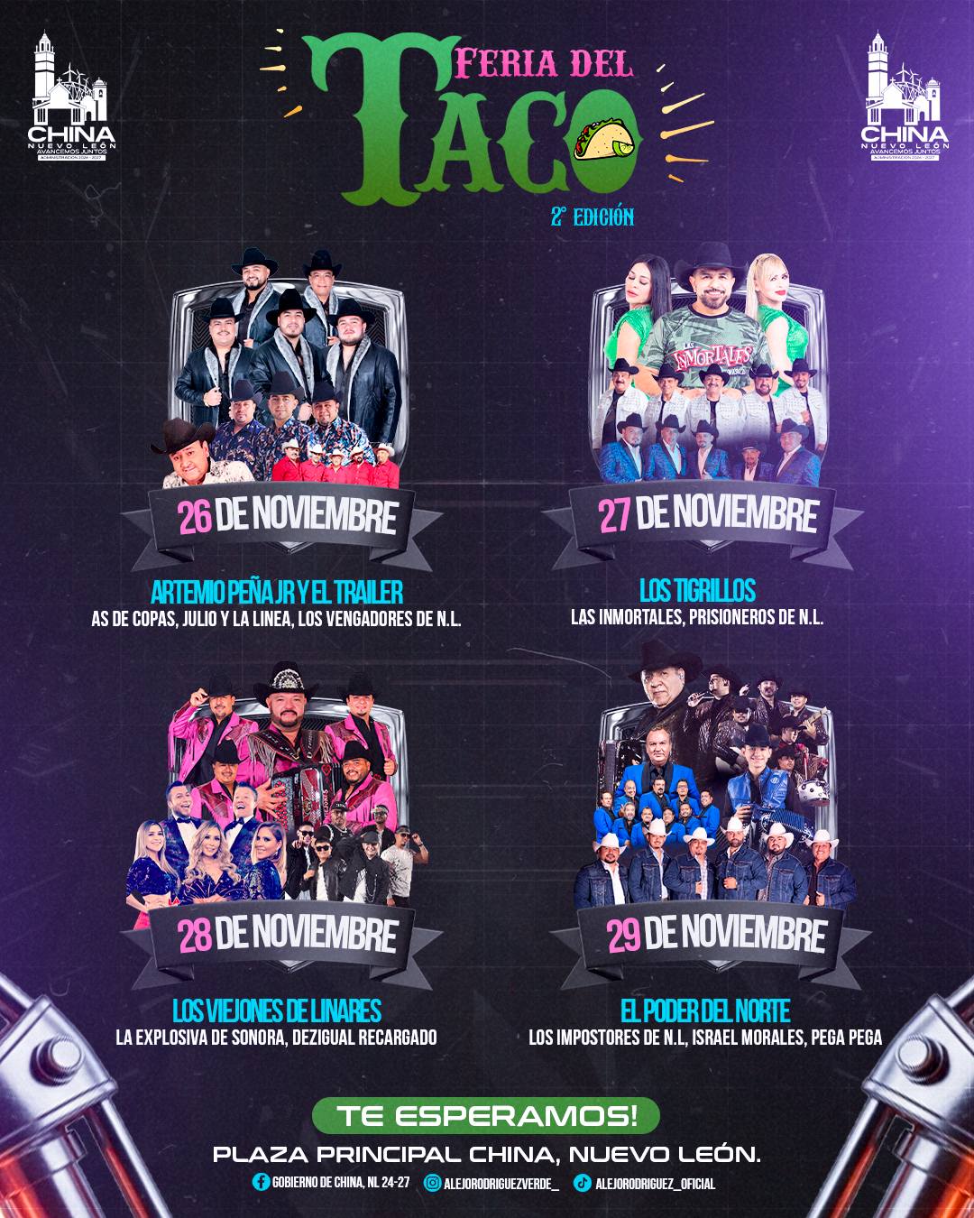 Cartelera artística Feria del Taco China NL 2025