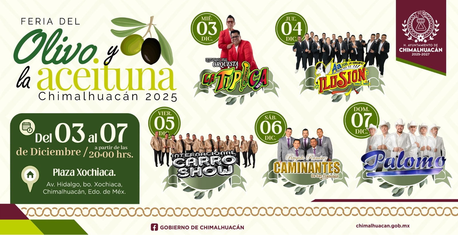 Cartelera Feria del Olivo y la Aceituna Chimalhuacán 2025