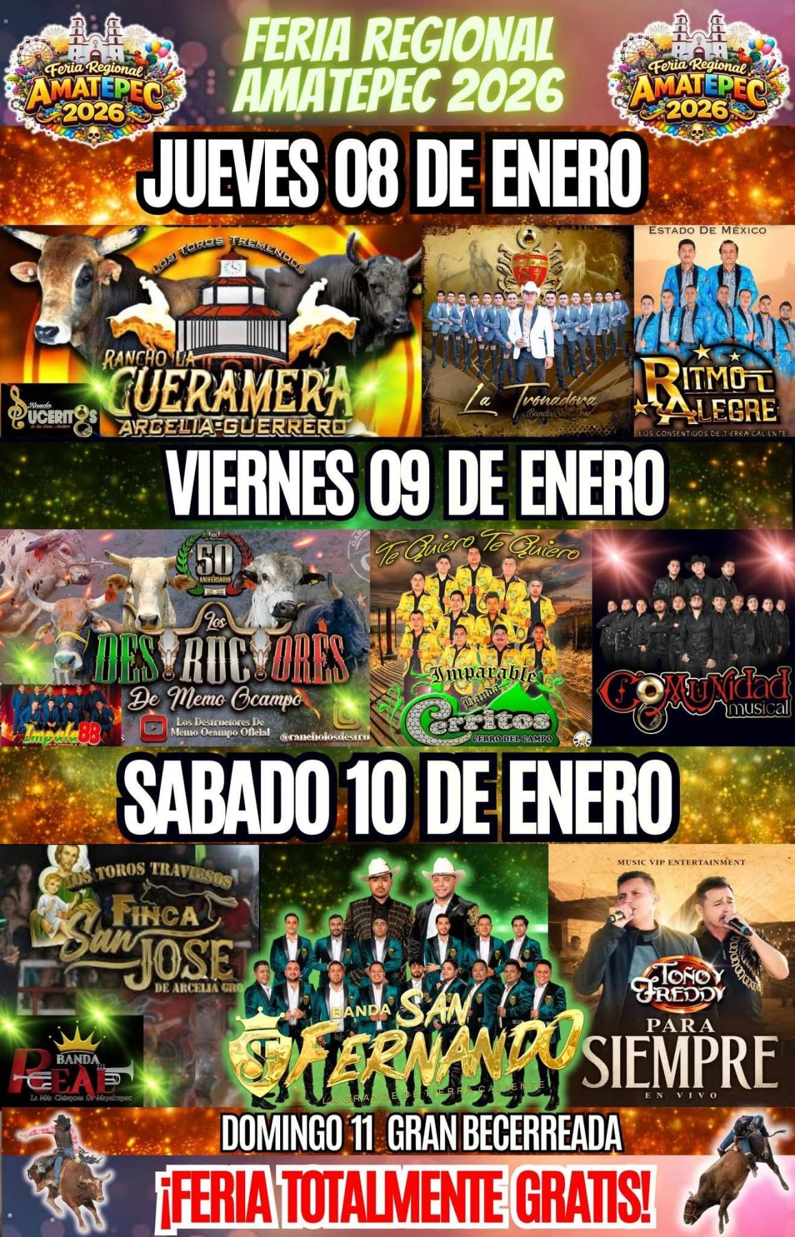 Cartelera artística de la Cartelera artística de la Feria Regional Amatepec 2026