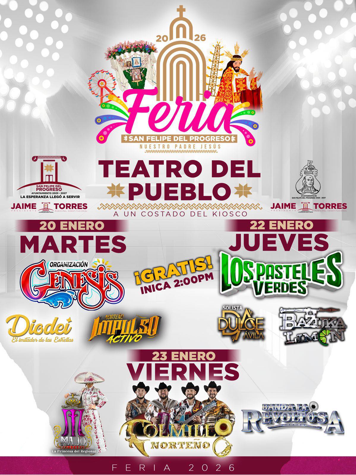 Cartelera estelar Feria San Felipe del Progreso 2026