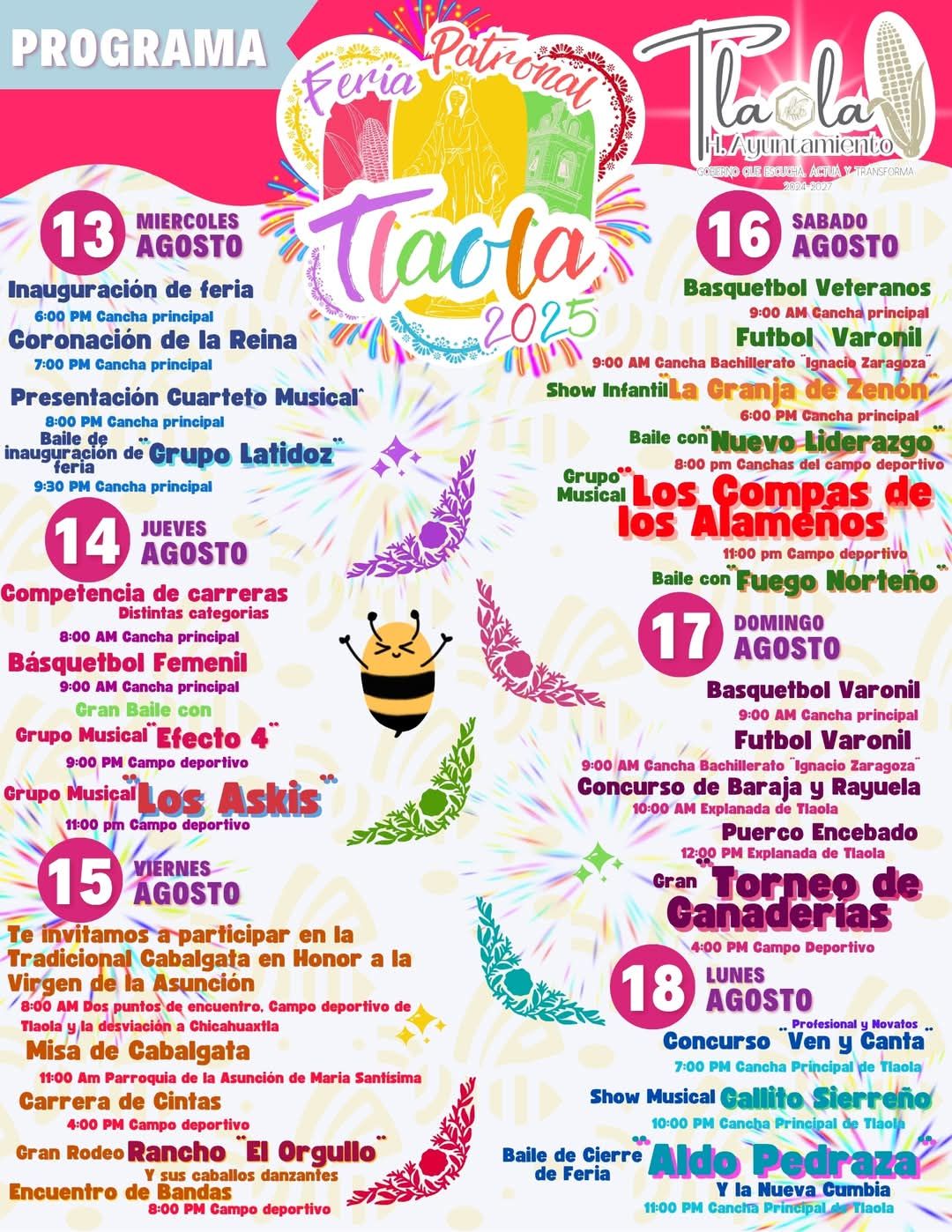 Programa y cartelera – Feria Patronal Tlaola 2025