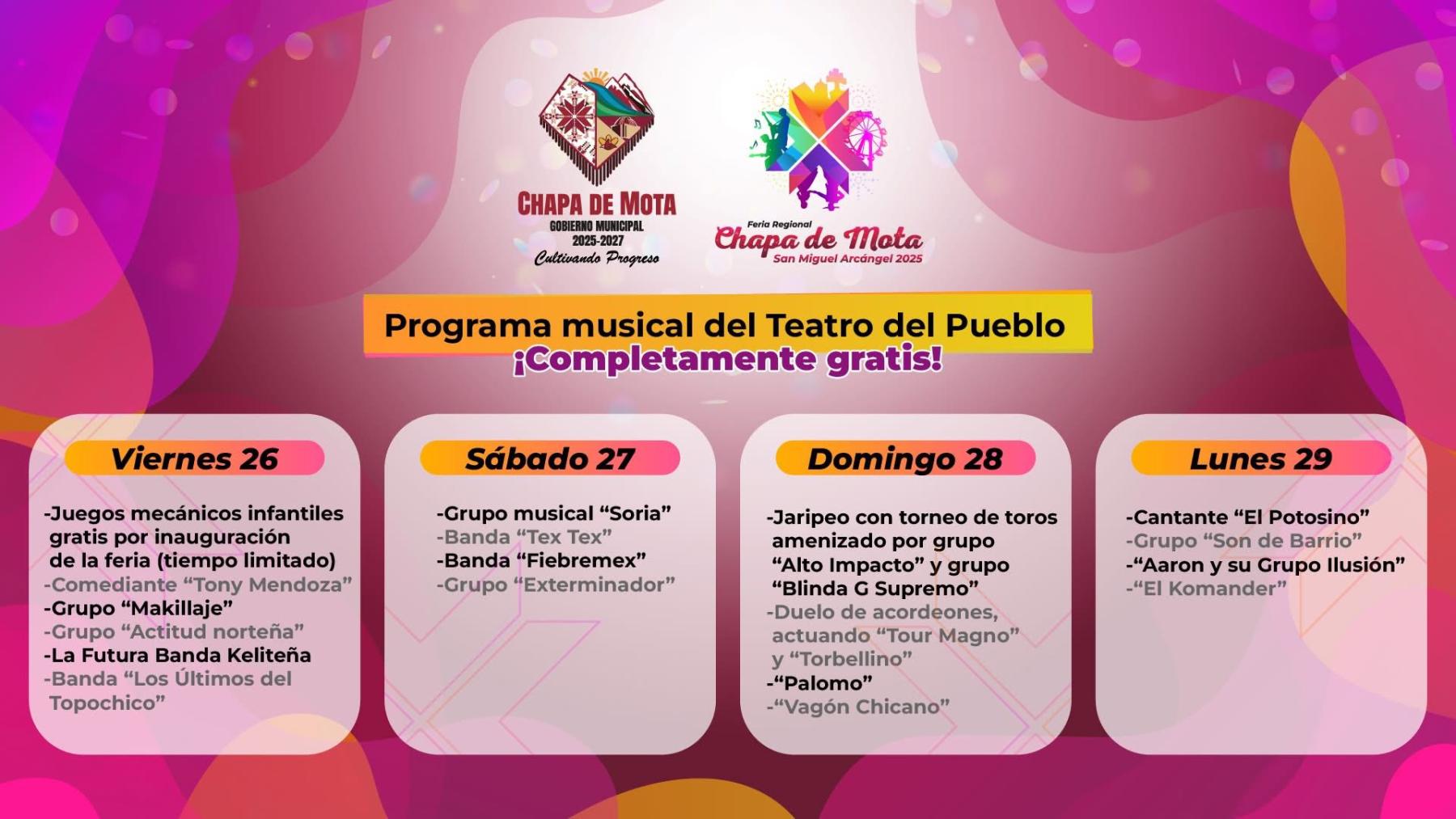 Feria San Miguel Chapa de Mota 2025 programa