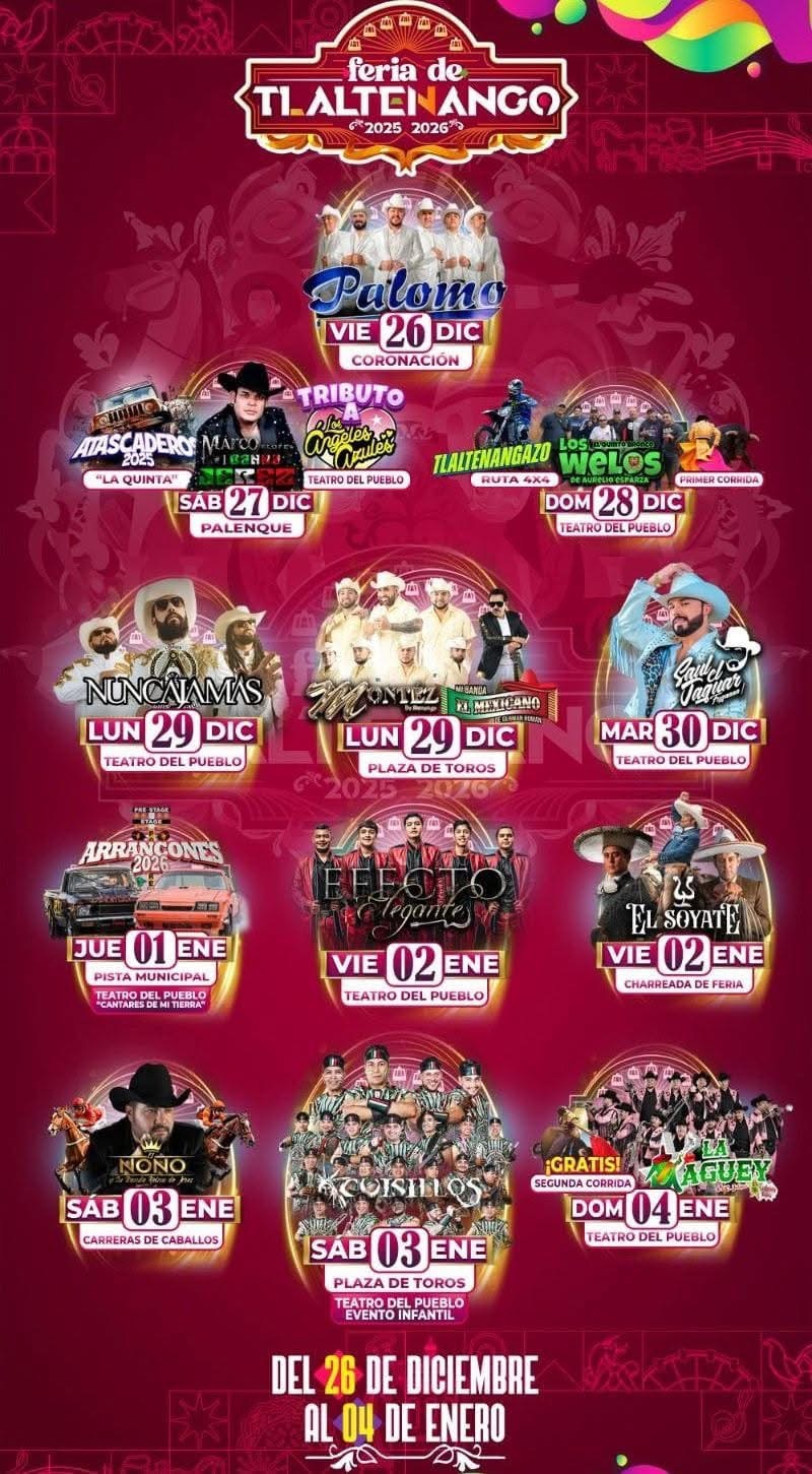 Cartelera estelar, Feria Tlaltenango 2025-2026