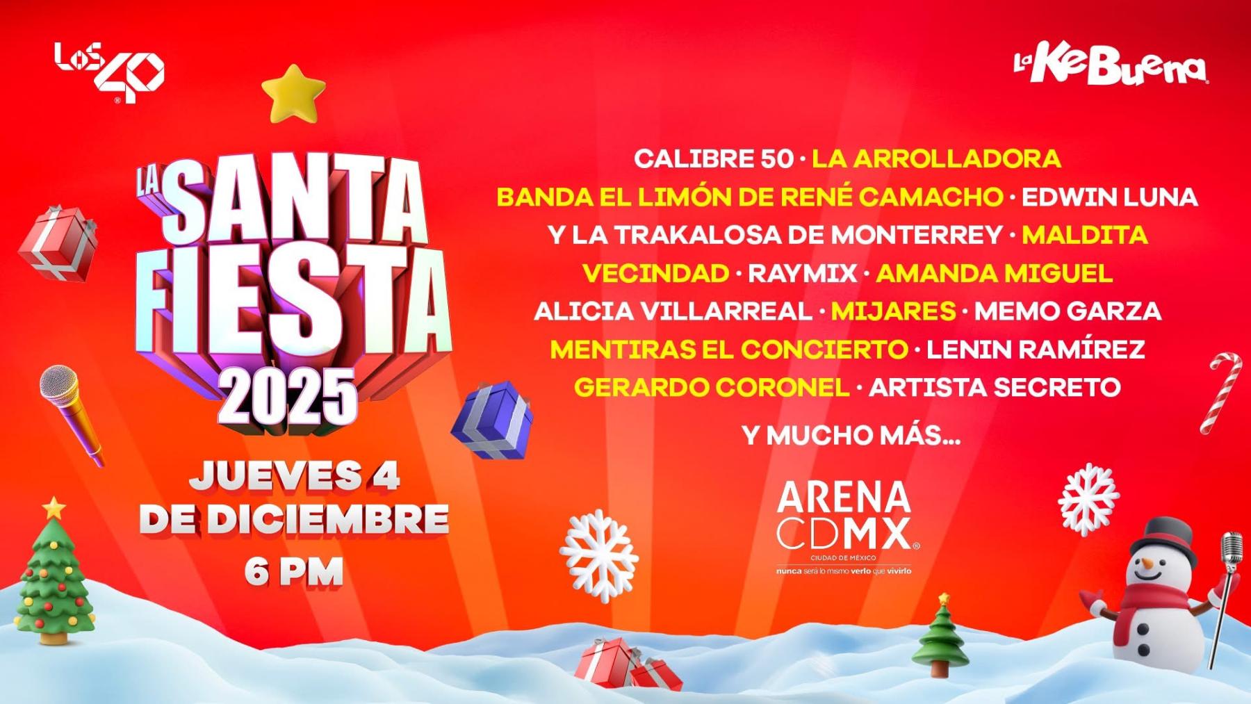 Cartelera La Santa Fiesta 2025 Los 40 y Ke Buena