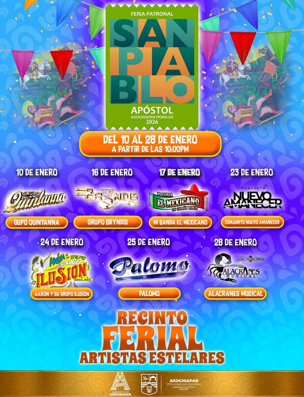 Cartelera artística Feria Axochiapan 2026