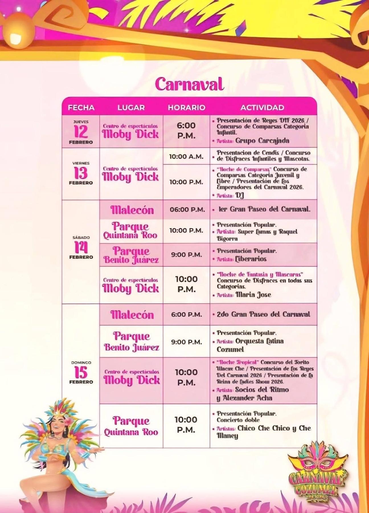 Programa Carnaval Cozumel 2026
