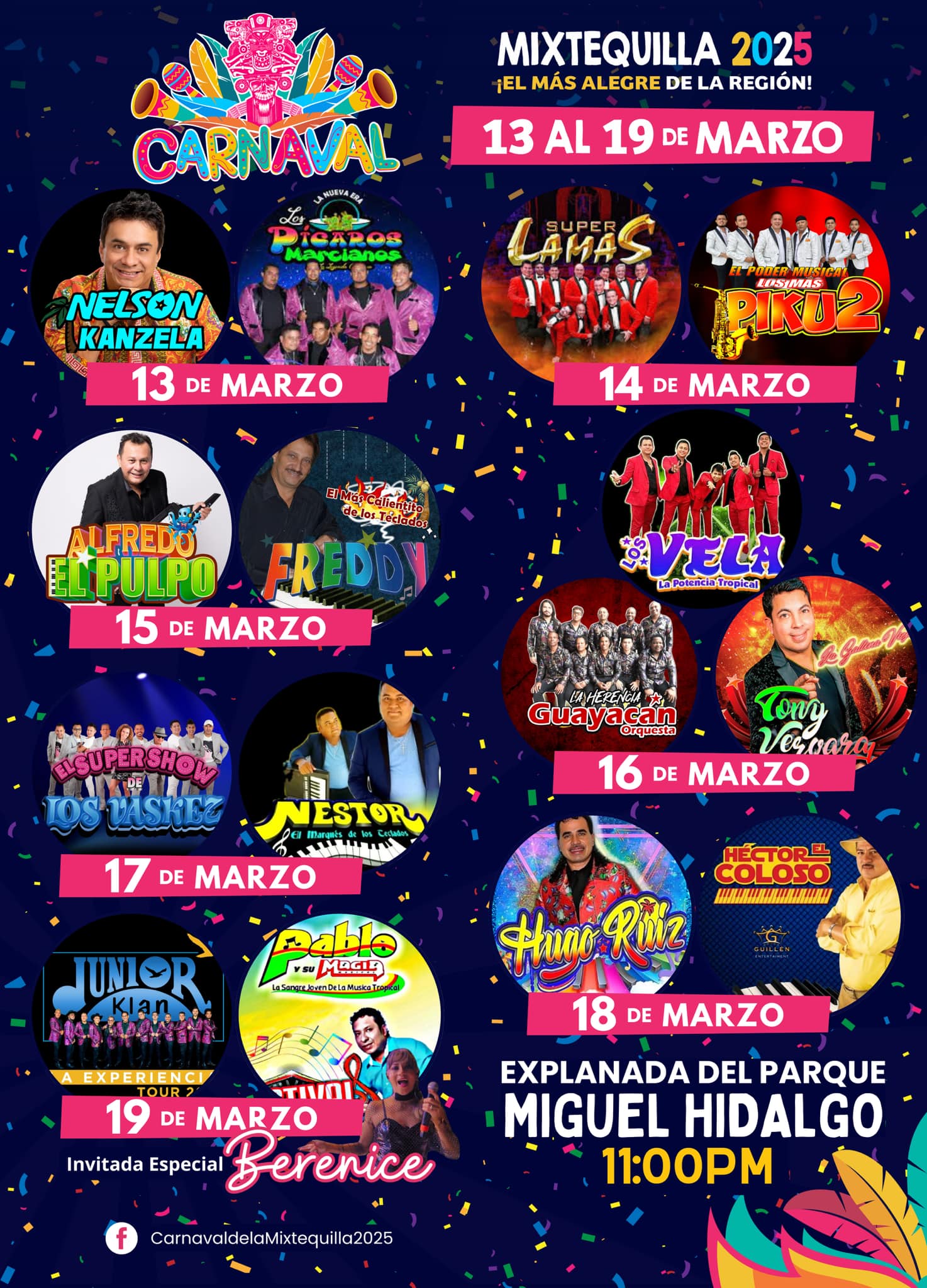 Cartelera Completa del Carnaval Mixtequilla 2025