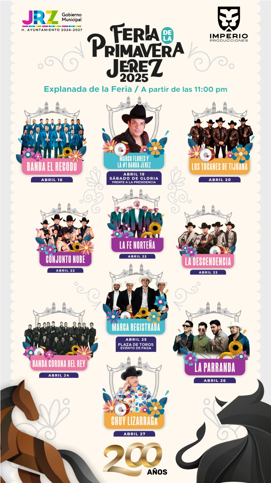 Cartelera artística Feria de la Primavera Jerez 2025