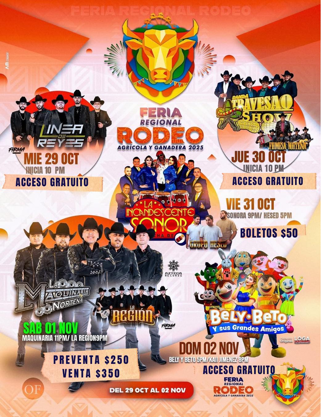 Cartelera Feria Regional Rodeo 2025