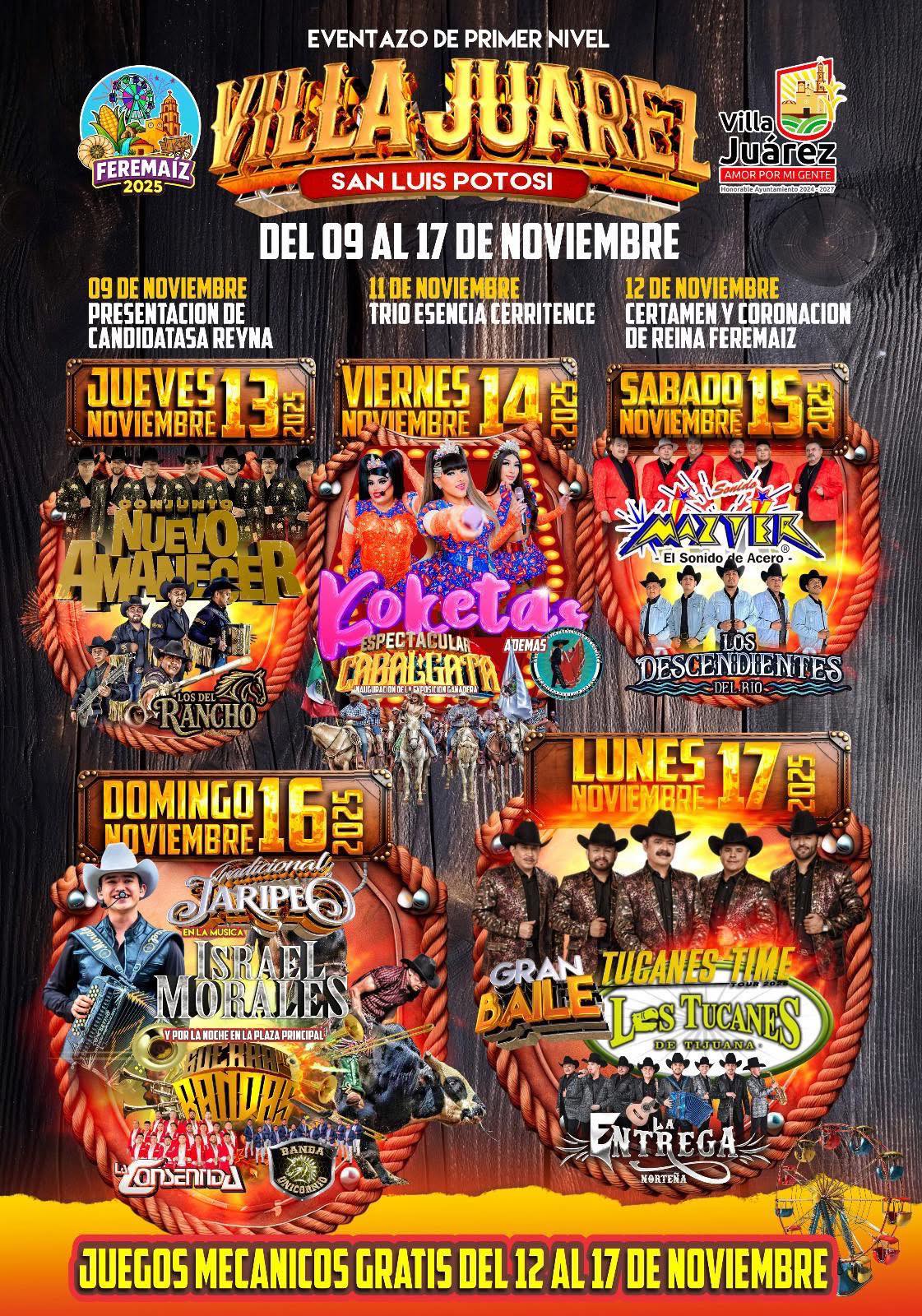 Cartelera estelar Feria Regional Villa Juárez 2025