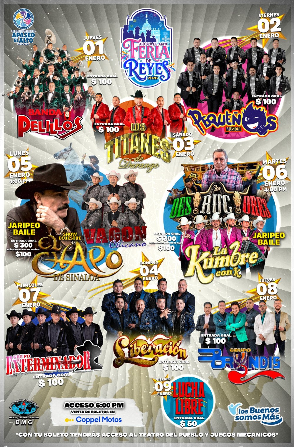 Cartelera artística Feria de Reyes Apaseo El Alto 2026