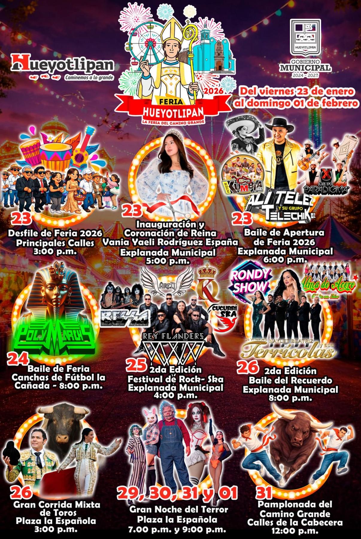 Cartelera Feria Hueyotlipan 2026