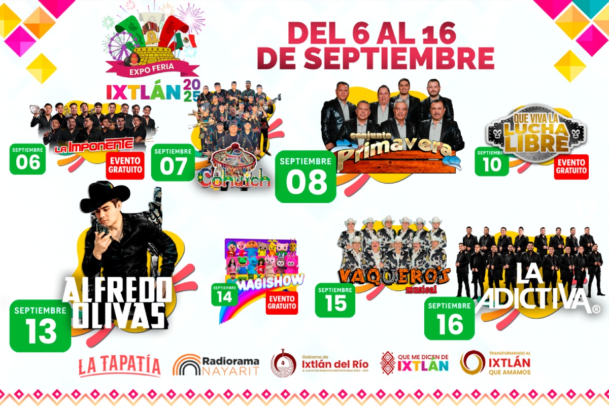Cartelera artística Expo Feria Ixtlán 2025