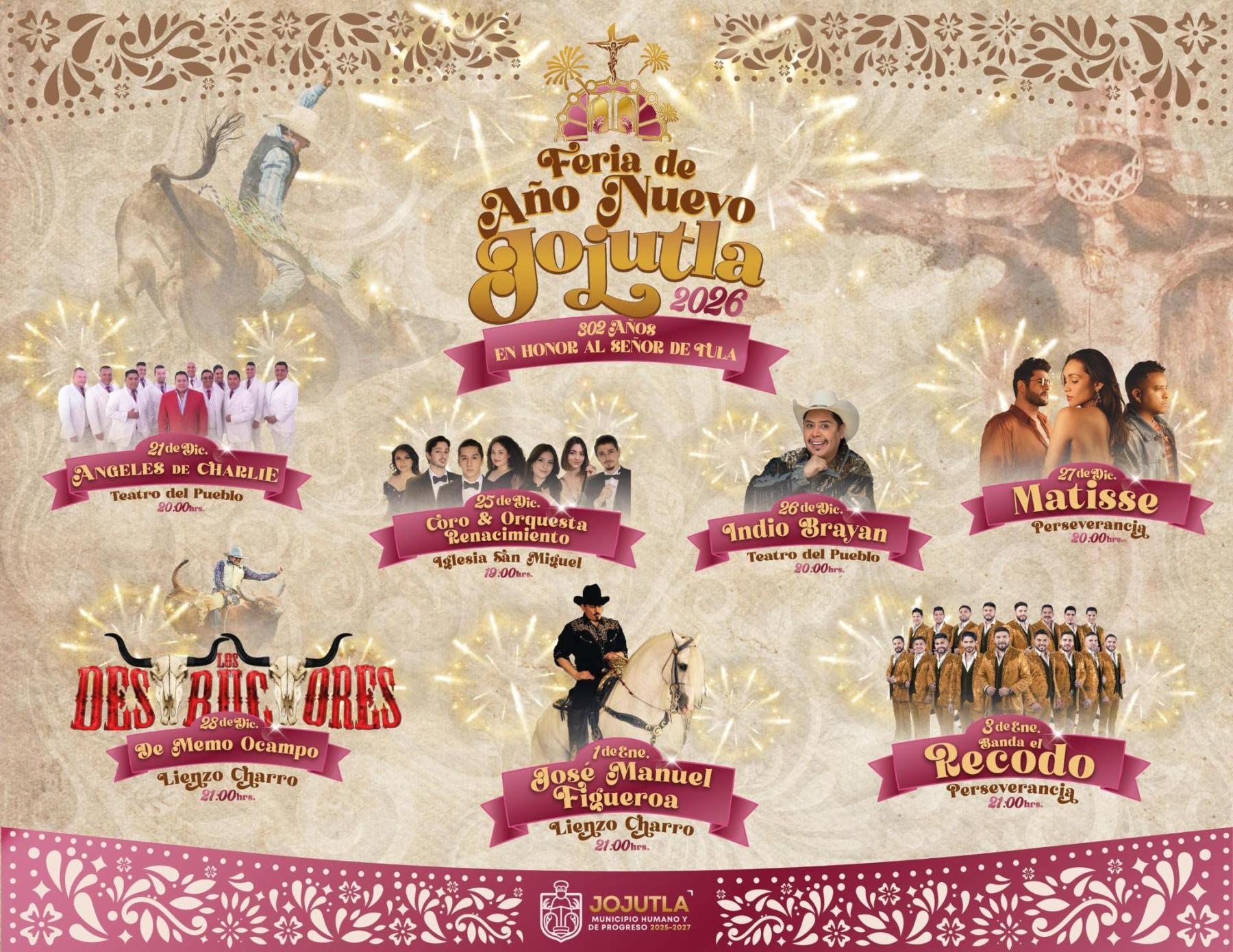 Cartelera artística Feria de Año Nuevo Jojutla 2026