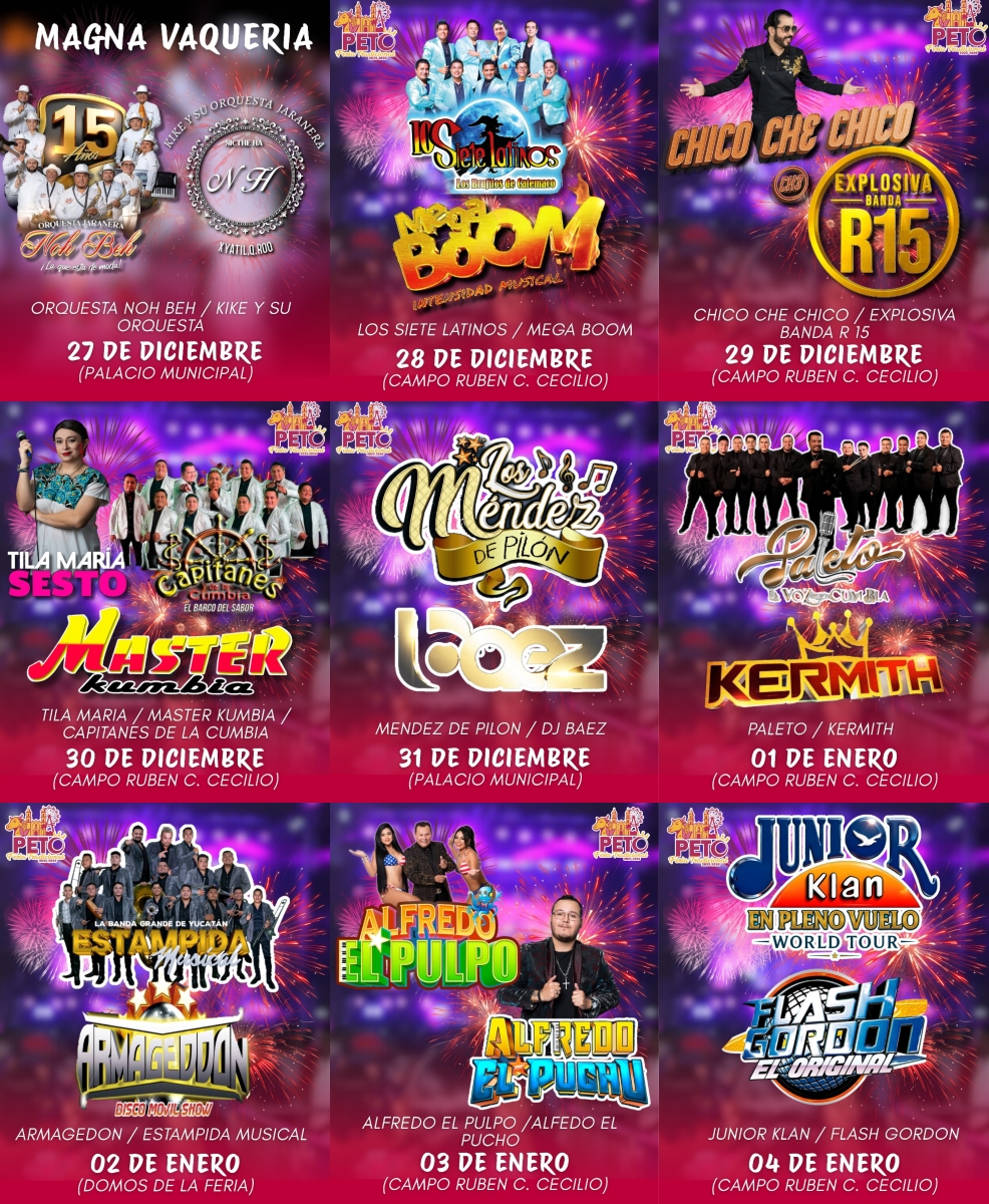 Cartelera Feria Tradicional Peto 2025–2026
