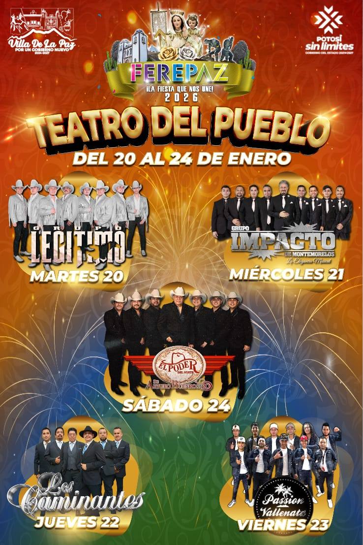 Cartelera Feria Regional Villa de la Paz 2026