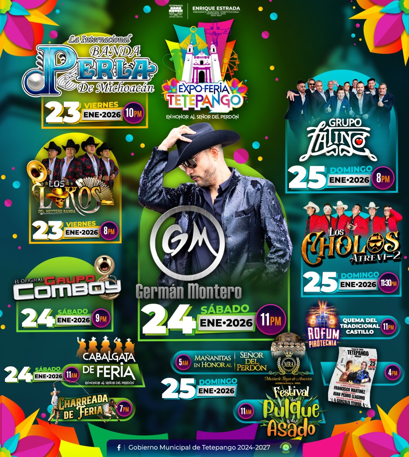 Cartelera estelar Feria del Señor del Perdón Tetepango 2026
