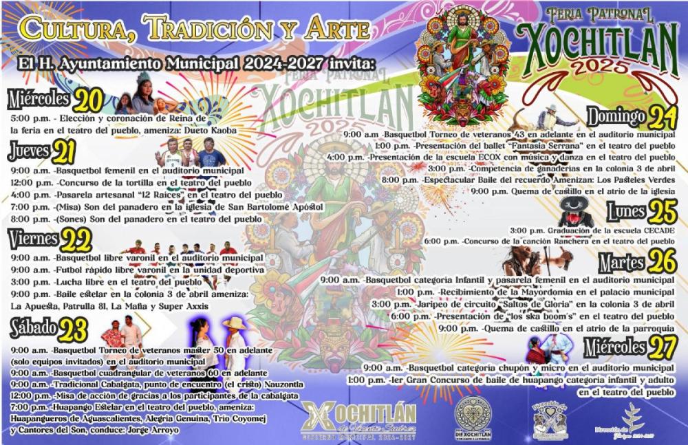 Programa completo Feria Xochitlán de Vicente Suárez 2025