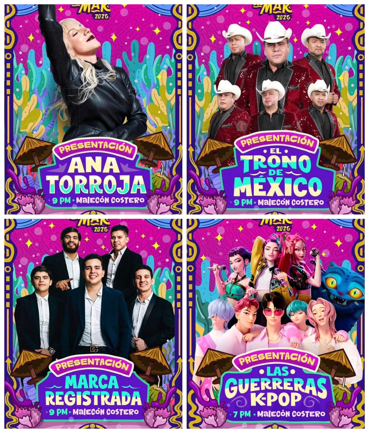 Cartelera Artística Fiesta del Mar Carmen 2026