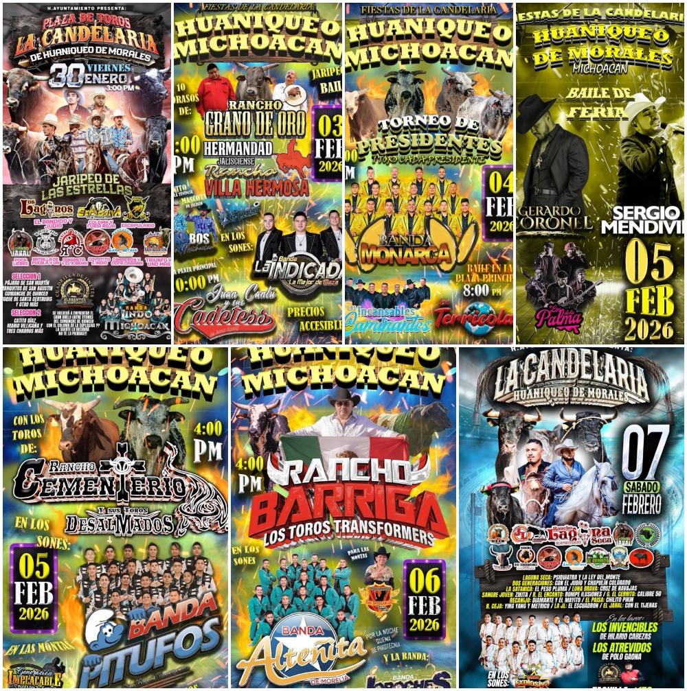 Cartelera Feria de la Candelaria Huaniqueo 2026