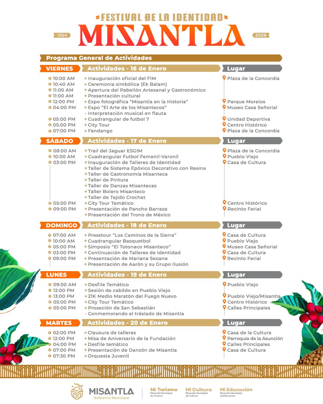 Programa Festival de la Identidad Misantla 2026