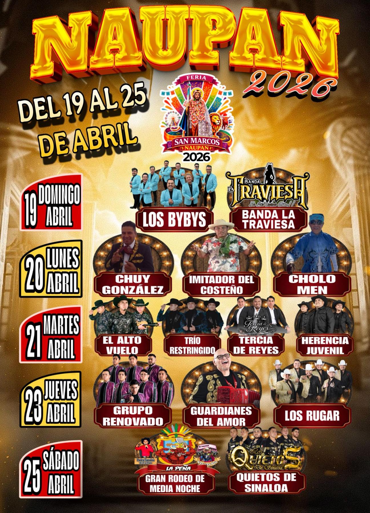 Cartelera Artística Feria de San Marcos Naupan 2026