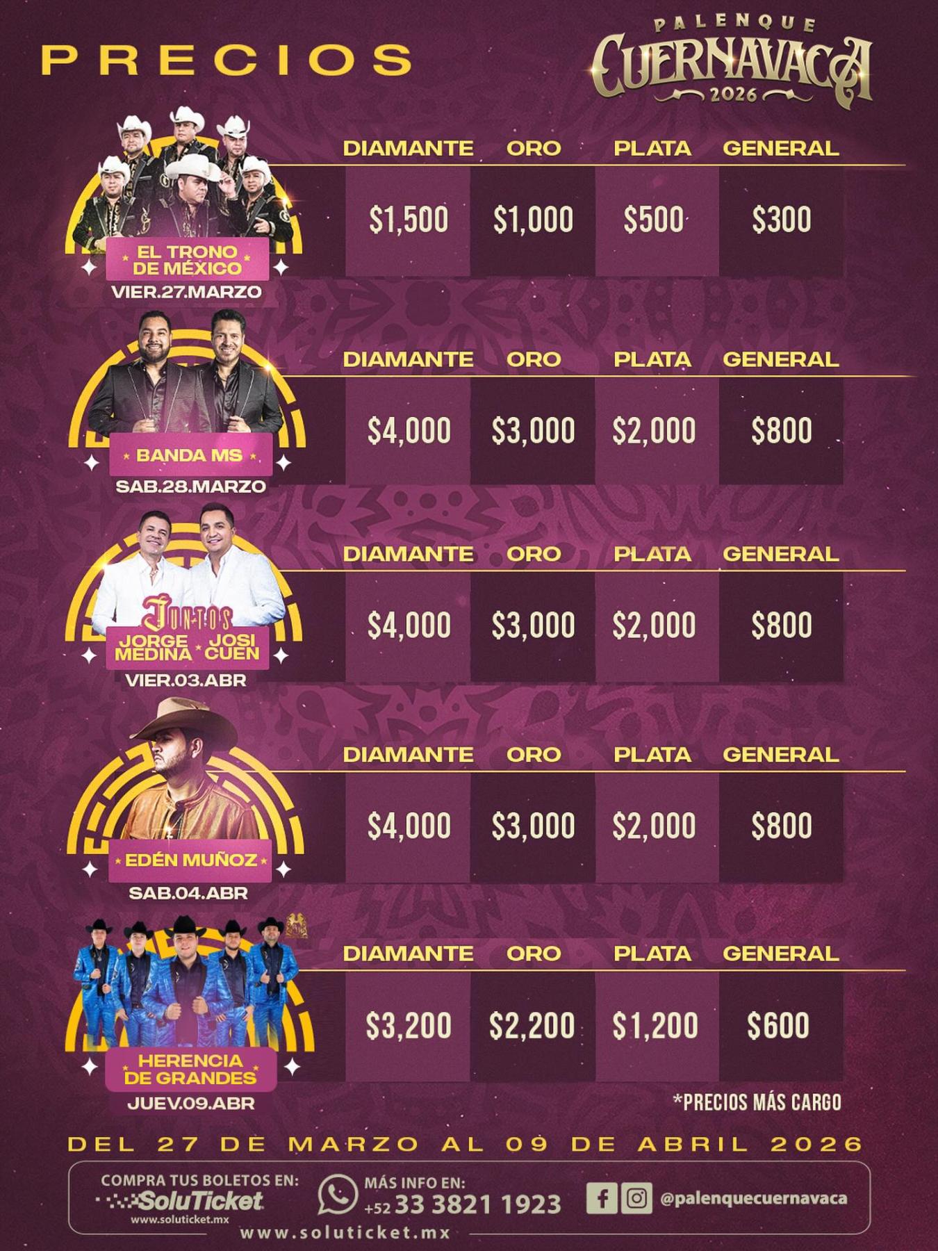 Precios Palenque Cuernavaca 2026