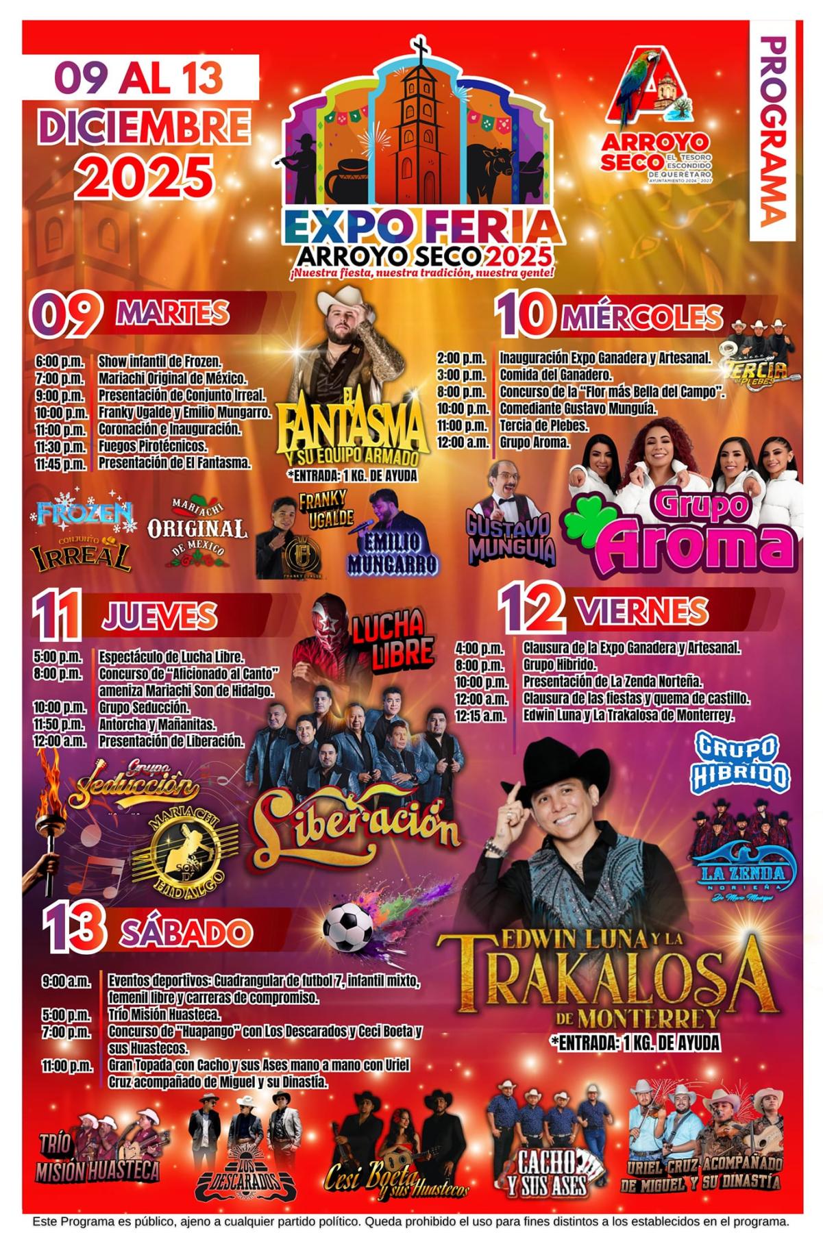Programa y cartelera Feria Arroyo Seco 2025