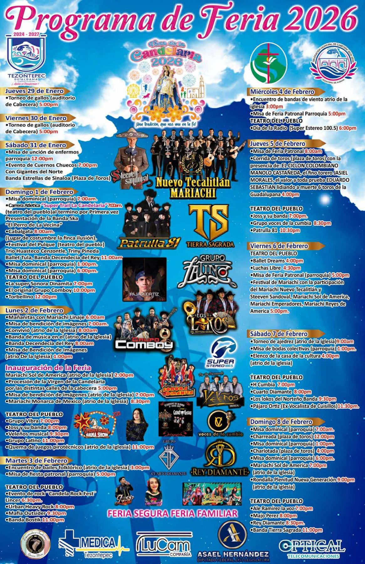 Programa Feria de la Candelaria Tezontepec de Aldama 2026