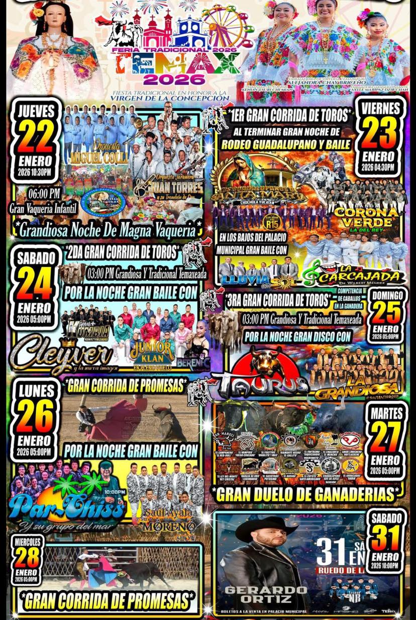 Cartelera Feria Temax 2026